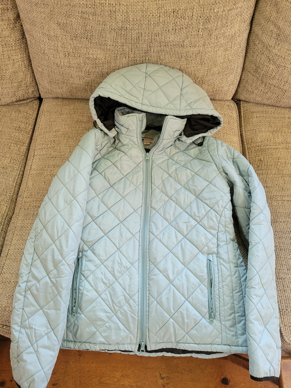 Light Blue Quilted Hooded Jacket